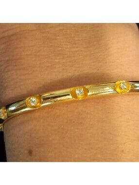 VINTAGE~14K YELLOW GOLD~DIAMOND~BANGLE BRACELET~GREAT CONDITION